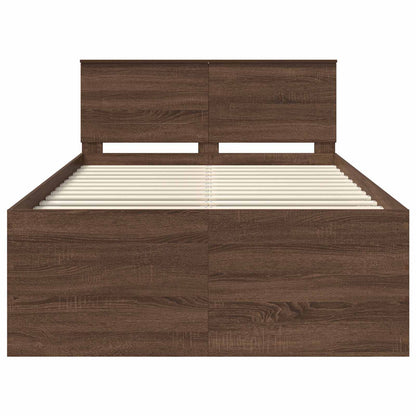 vidaXL Bed Frame with Headboard Brown Oak 120 x 200 cm Engineered Wood