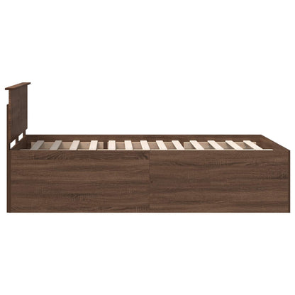 vidaXL Bed Frame with Headboard Brown Oak 120 x 200 cm Engineered Wood