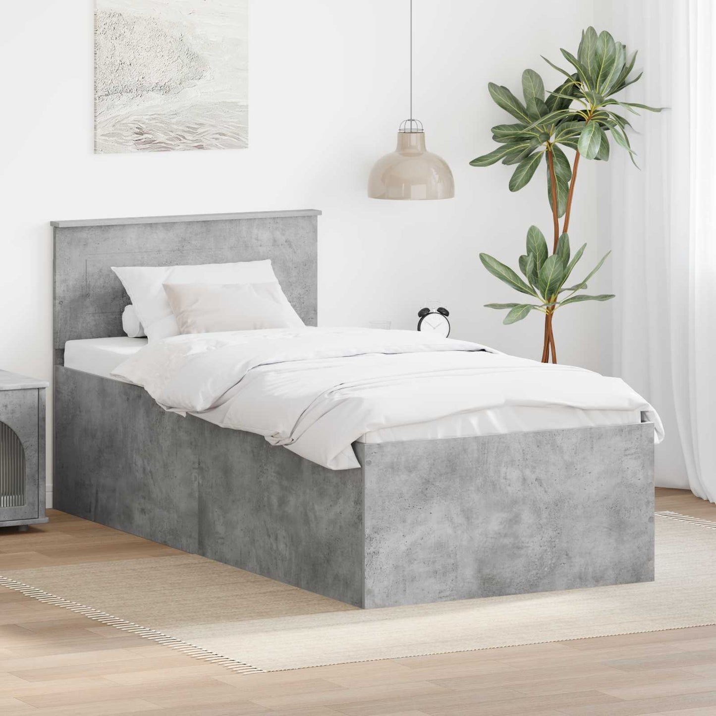 vidaXL Bed Frame Concrete Grey 120 x 200 cm Engineered Wood