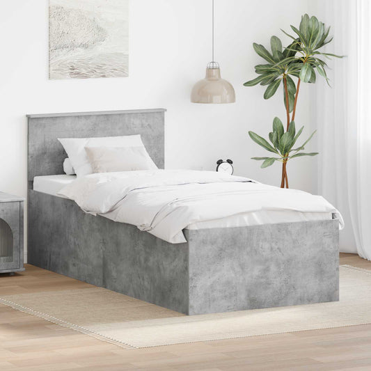 vidaXL Bed Frame Concrete Grey 120 x 200 cm Engineered Wood