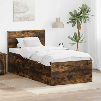 vidaXL Bed Frame Smoked Oak 120 x 200 cm Engineered Wood