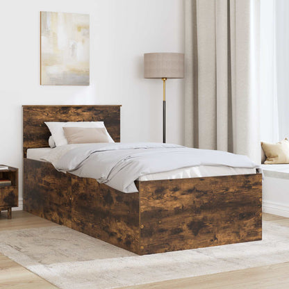 vidaXL Bed Frame Smoked Oak 120 x 200 cm Engineered Wood