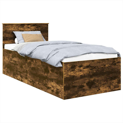 vidaXL Bed Frame Smoked Oak 120 x 200 cm Engineered Wood
