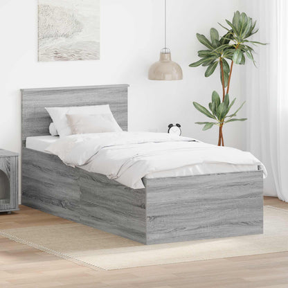 vidaXL Bed Frame Grey Sonoma 120 x 200 cm Engineered Wood