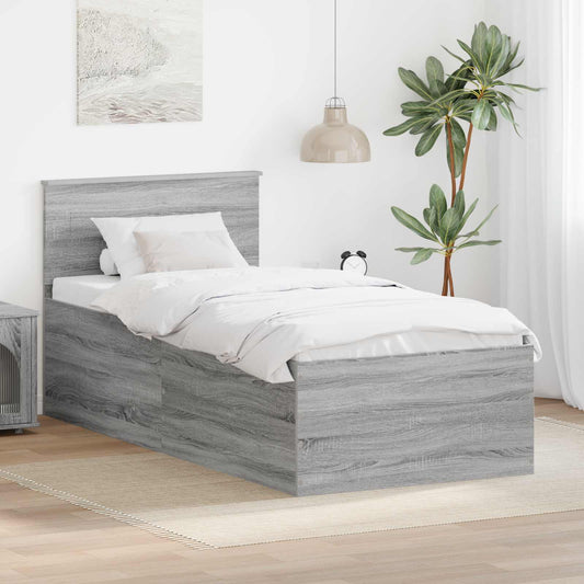vidaXL Bed Frame Grey Sonoma 120 x 200 cm Engineered Wood