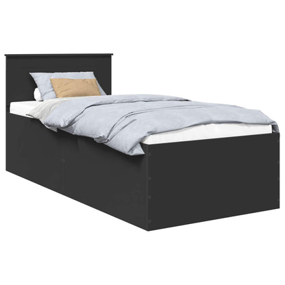 vidaXL Bed Frame with Headboard Black 90 x 200 cm Engineered Wood