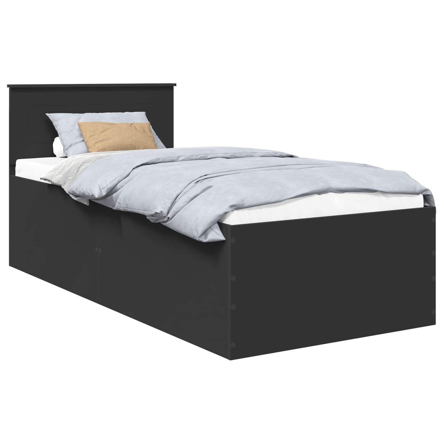 vidaXL Bed Frame with Headboard Black 75 x 190 cm Engineered Wood