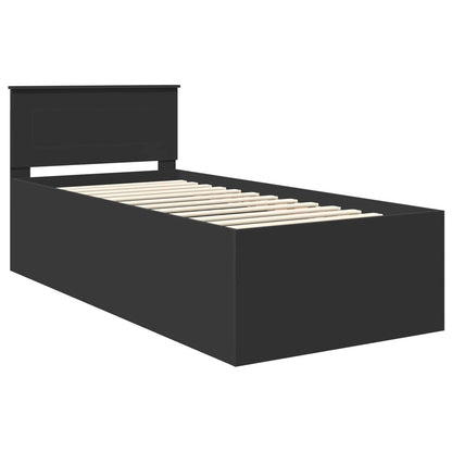 vidaXL Bed Frame with Headboard Black 75 x 190 cm Engineered Wood