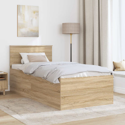 vidaXL Bed Frame with Headboard Sonoma Oak 75 x 190 cm Engineered Wood