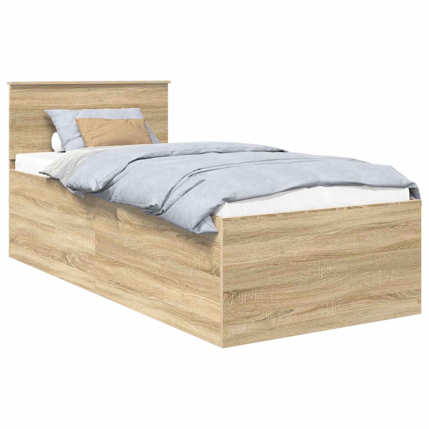 vidaXL Bed Frame with Headboard Sonoma Oak 75 x 190 cm Engineered Wood