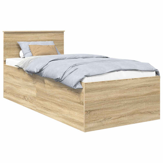 vidaXL Bed Frame with Headboard Sonoma Oak 75 x 190 cm Engineered Wood