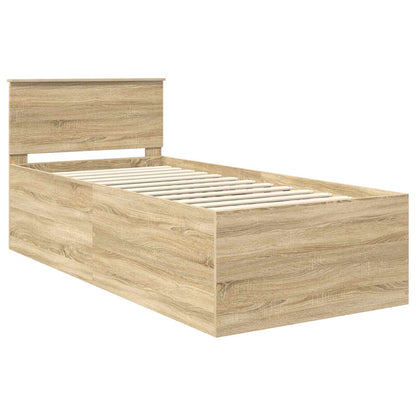 vidaXL Bed Frame with Headboard Sonoma Oak 75 x 190 cm Engineered Wood