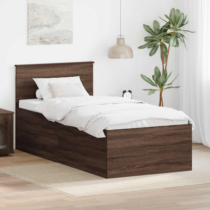 vidaXL Bed Frame with Headboard Brown Oak 75 x 190 cm Engineered Wood