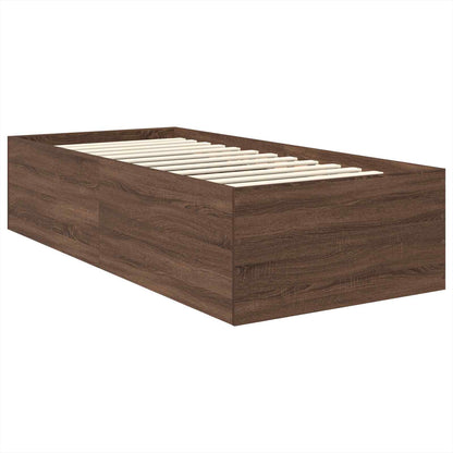vidaXL Bed Frame with Headboard Brown Oak 75 x 190 cm Engineered Wood