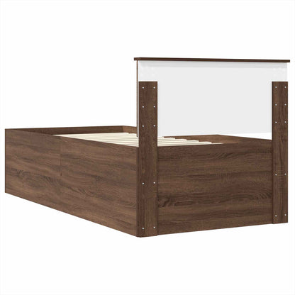 vidaXL Bed Frame with Headboard Brown Oak 75 x 190 cm Engineered Wood