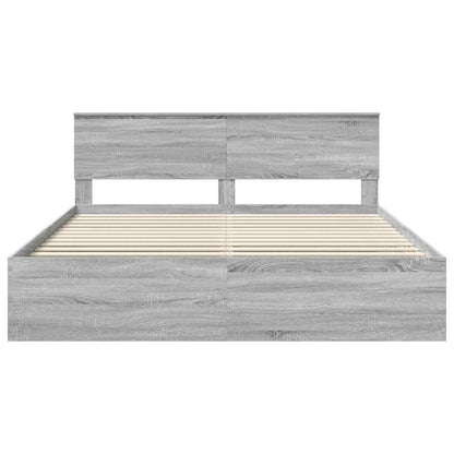 vidaXL Bed Frame Grey Sonoma 200 x 200 cm Engineered Wood
