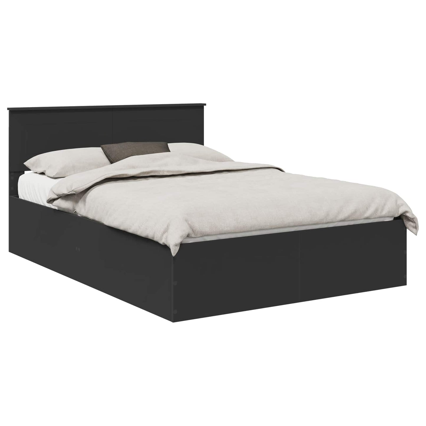 vidaXL Bed Frame with Headboard Black 150 x 200 cm Engineered Wood