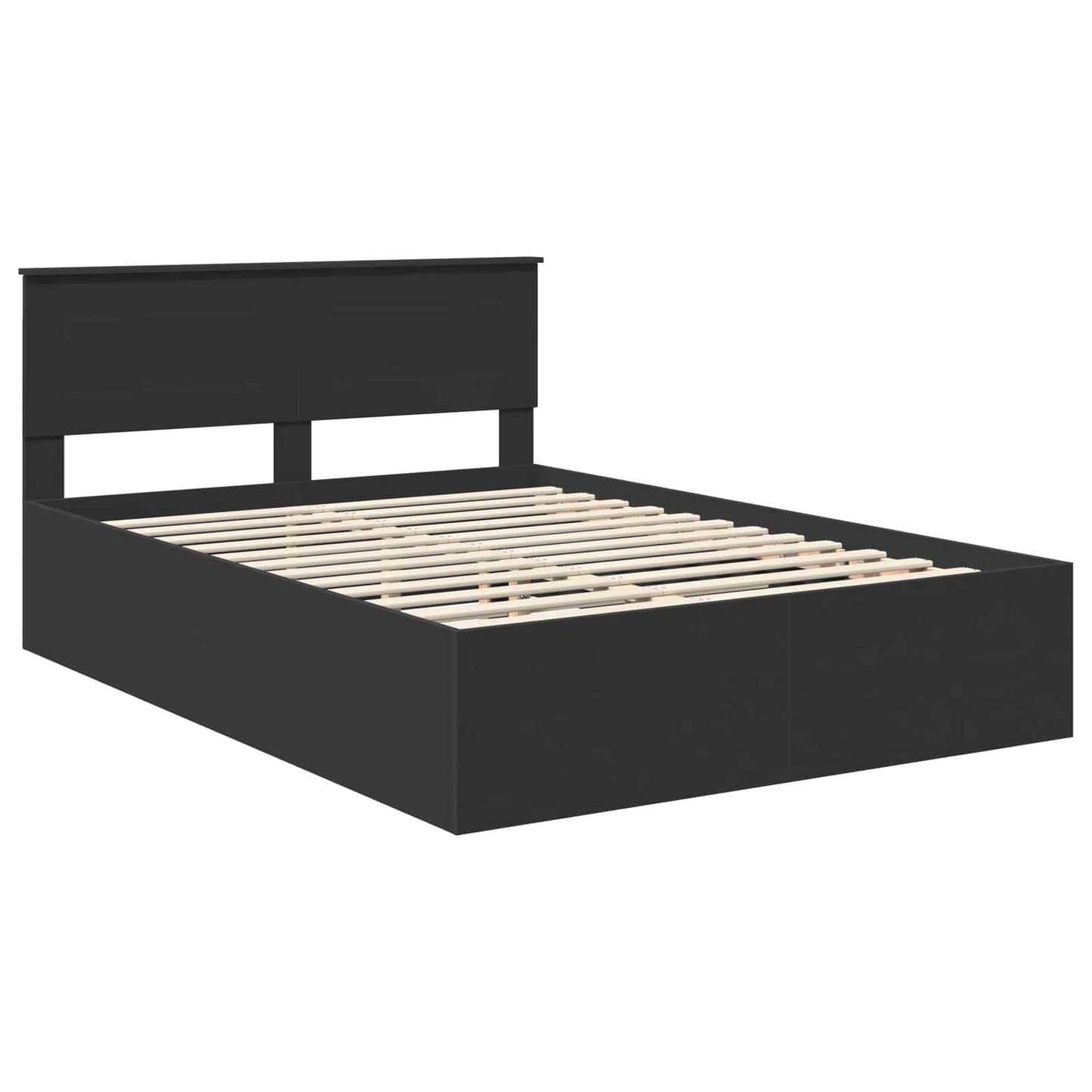 vidaXL Bed Frame with Headboard Black 150 x 200 cm Engineered Wood