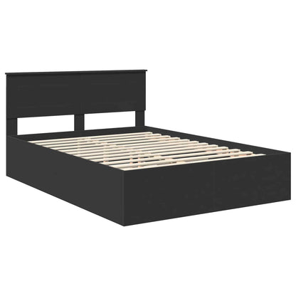 vidaXL Bed Frame with Headboard Black 150 x 200 cm Engineered Wood