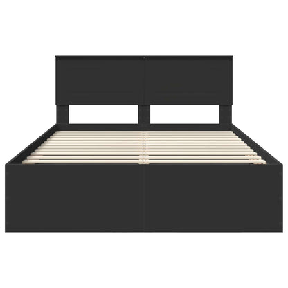 vidaXL Bed Frame with Headboard Black 150 x 200 cm Engineered Wood