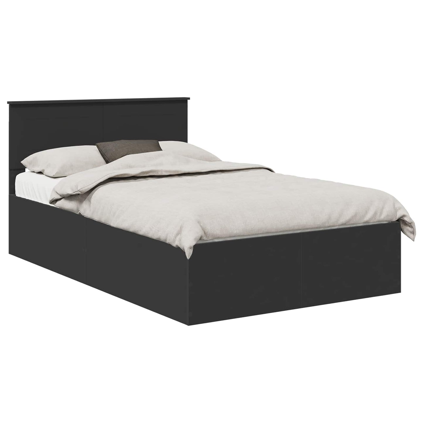 vidaXL Bed Frame with Headboard Black 135 x 190 cm Engineered Wood
