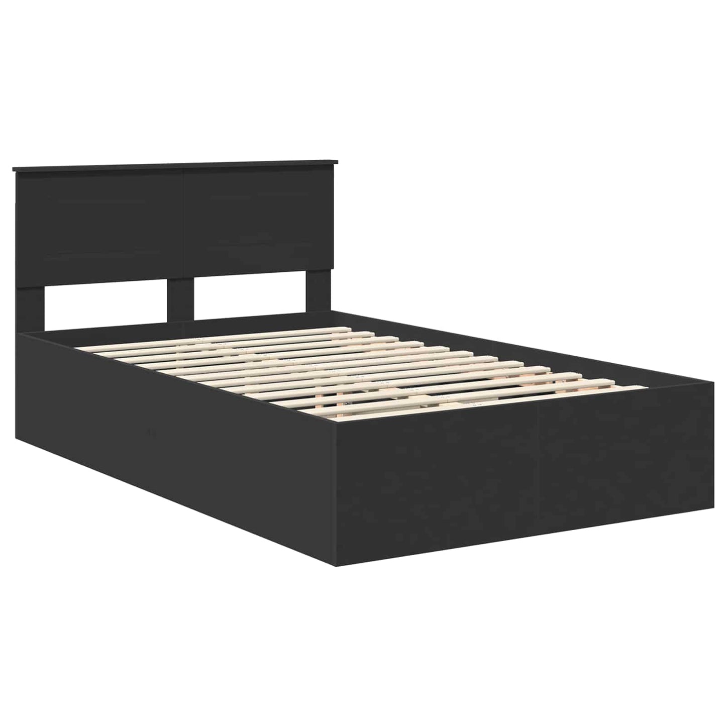 vidaXL Bed Frame with Headboard Black 135 x 190 cm Engineered Wood