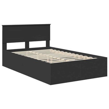 vidaXL Bed Frame with Headboard Black 135 x 190 cm Engineered Wood