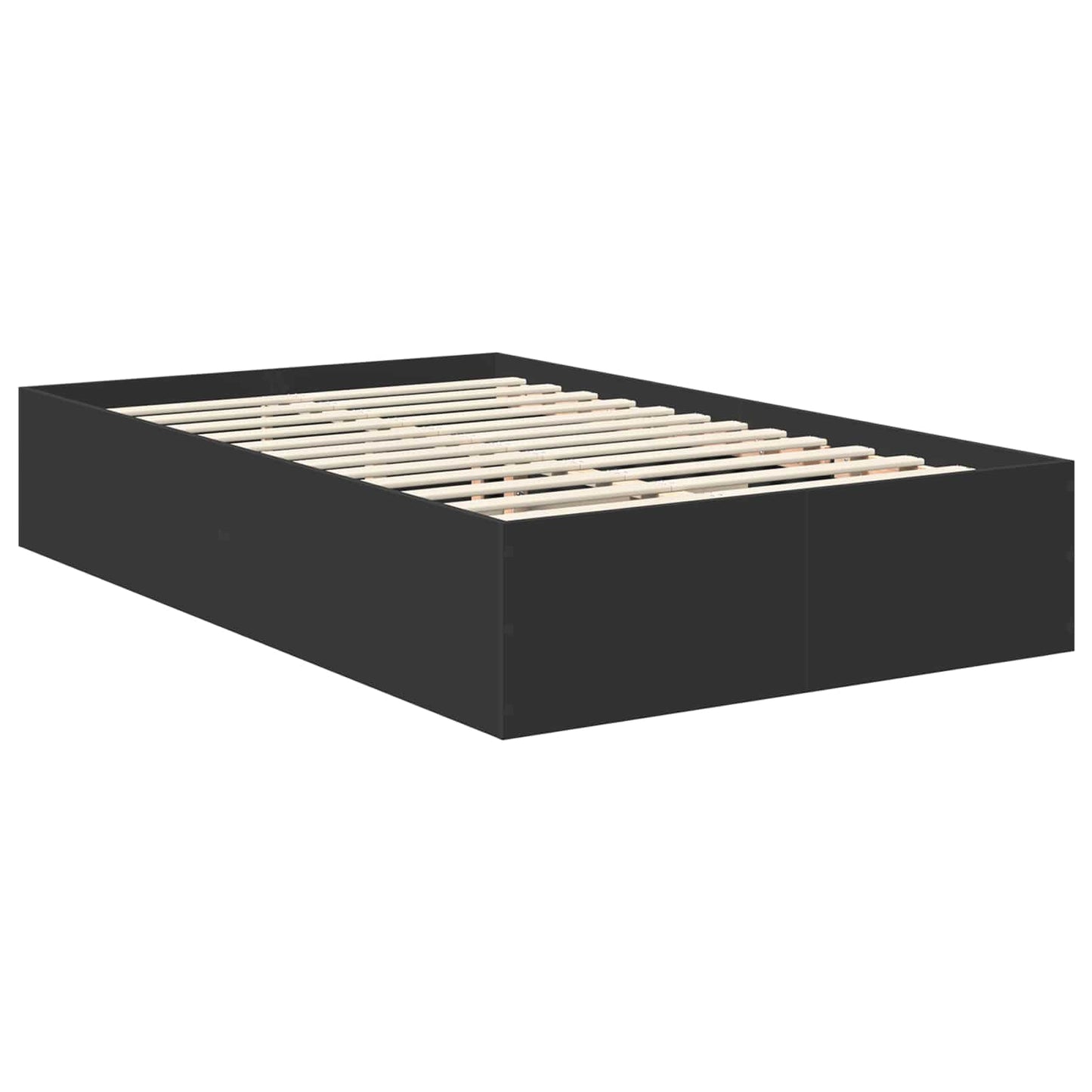 vidaXL Bed Frame with Headboard Black 135 x 190 cm Engineered Wood