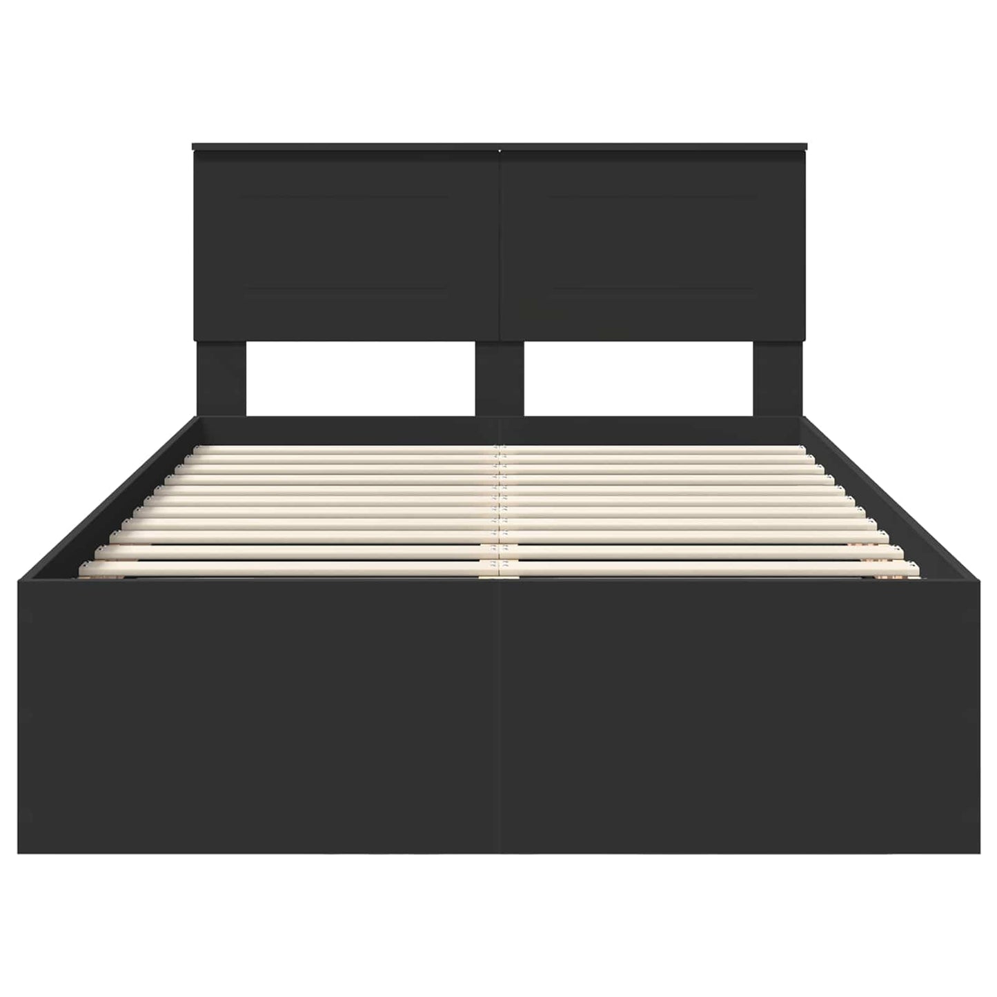 vidaXL Bed Frame with Headboard Black 135 x 190 cm Engineered Wood