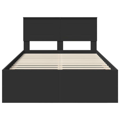 vidaXL Bed Frame with Headboard Black 135 x 190 cm Engineered Wood