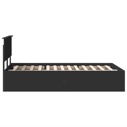 vidaXL Bed Frame with Headboard Black 135 x 190 cm Engineered Wood