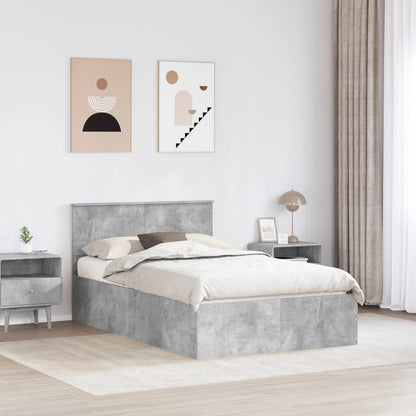 vidaXL Bed Frame Concrete Grey 135 x 190 cm Engineered Wood