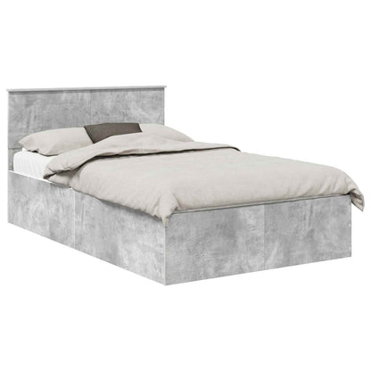 vidaXL Bed Frame Concrete Grey 135 x 190 cm Engineered Wood