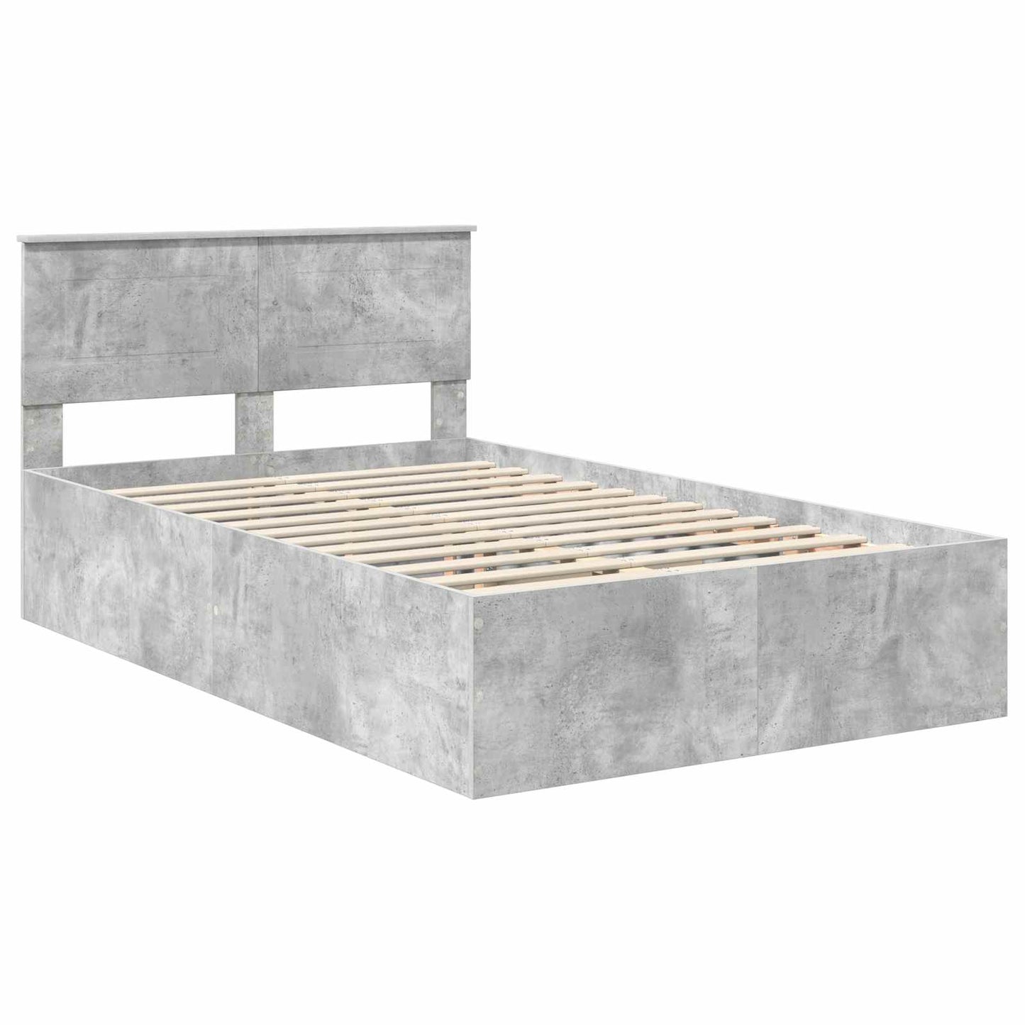 vidaXL Bed Frame Concrete Grey 135 x 190 cm Engineered Wood