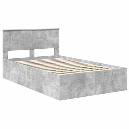 vidaXL Bed Frame Concrete Grey 135 x 190 cm Engineered Wood