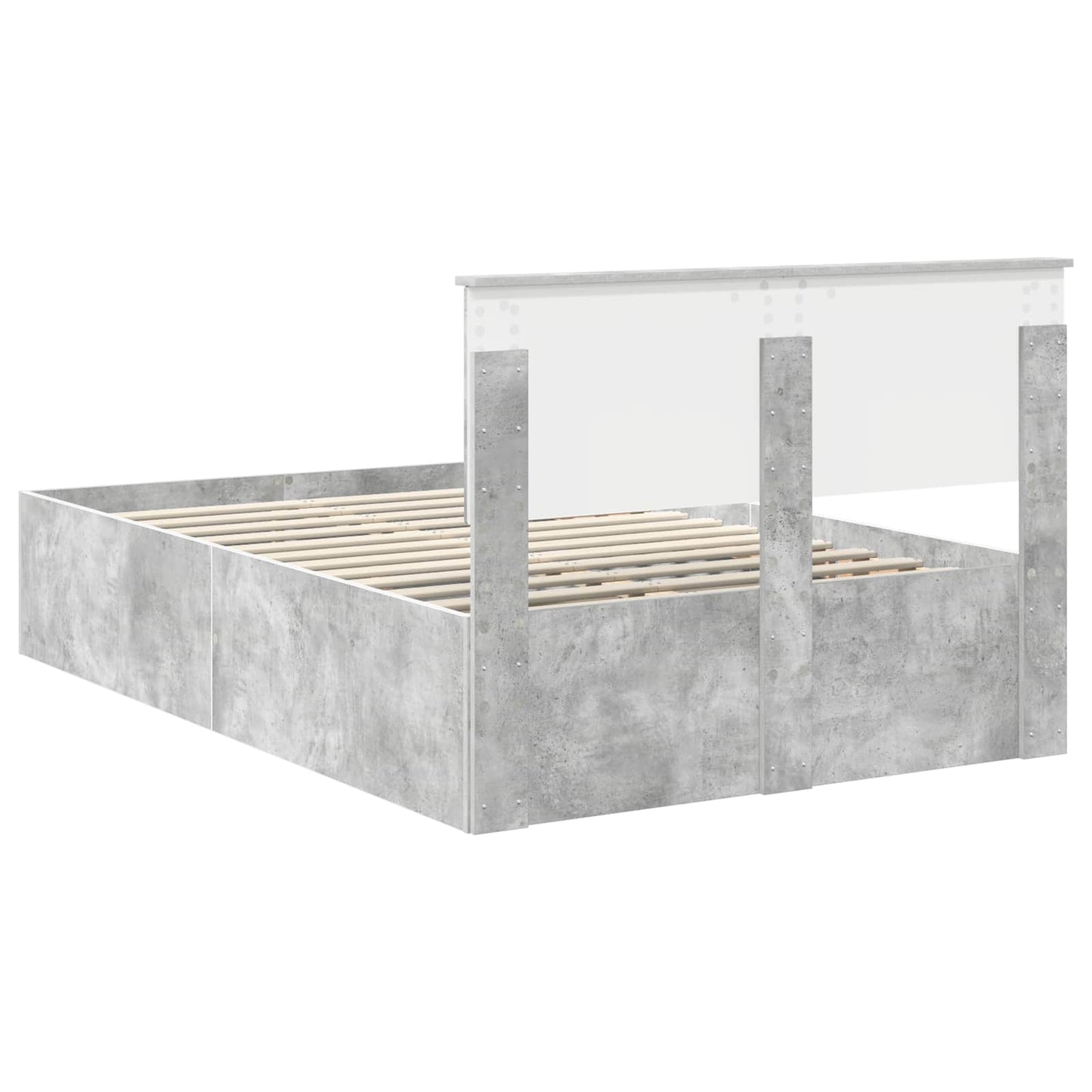 vidaXL Bed Frame Concrete Grey 135 x 190 cm Engineered Wood