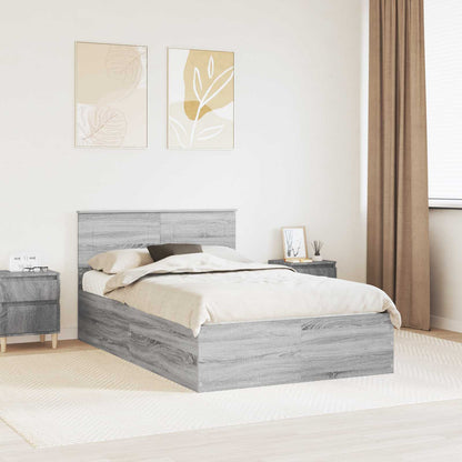 vidaXL Bed Frame Grey Sonoma 135 x 190 cm Engineered Wood
