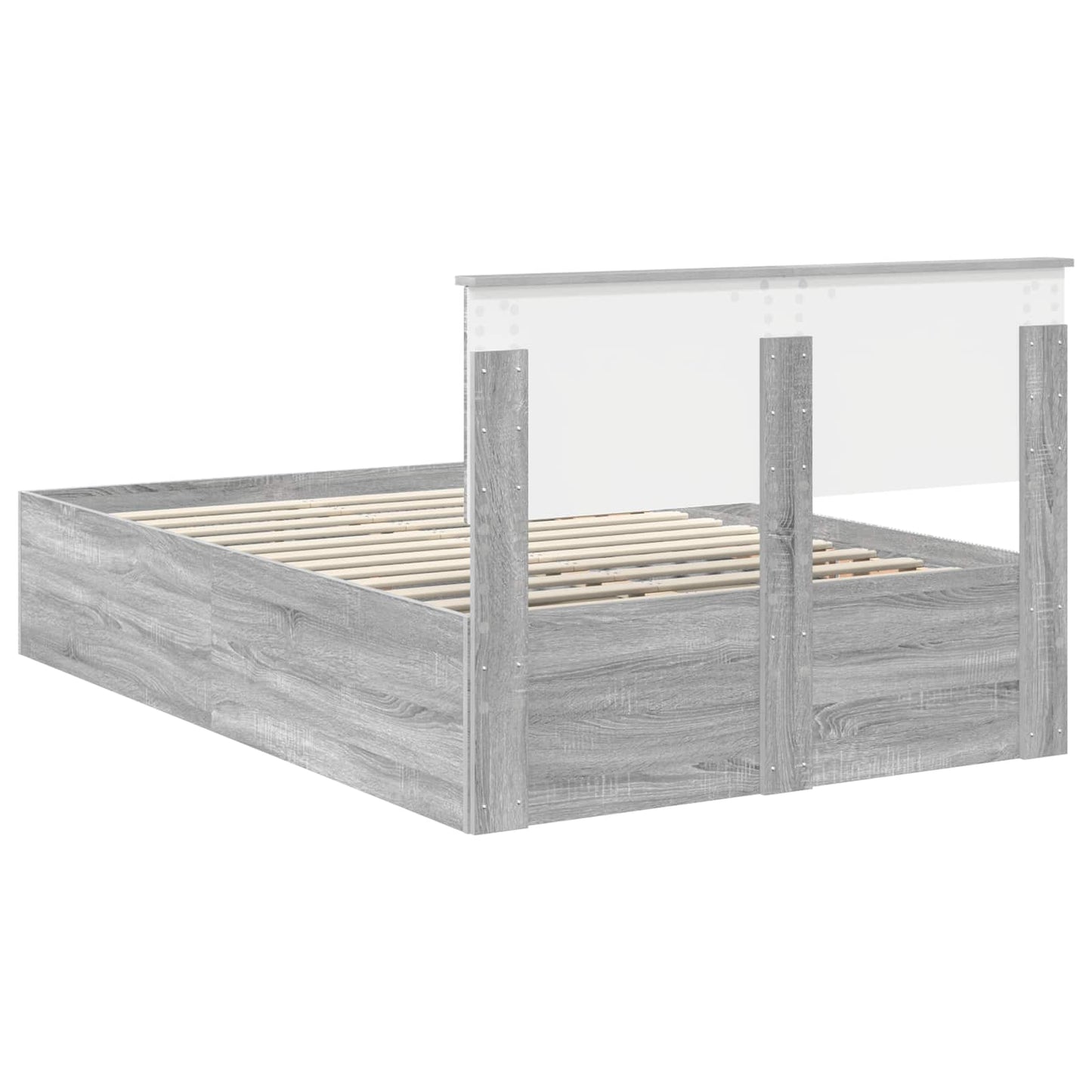 vidaXL Bed Frame Grey Sonoma 135 x 190 cm Engineered Wood