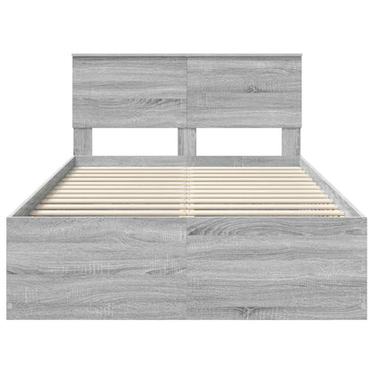 vidaXL Bed Frame Grey Sonoma 135 x 190 cm Engineered Wood