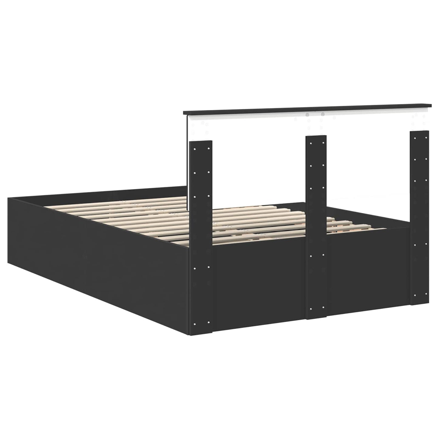 vidaXL Bed Frame with Headboard Black 120 x 190 cm Engineered Wood