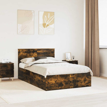 vidaXL Bed Frame Smoked Oak 120 x 190 cm Engineered Wood
