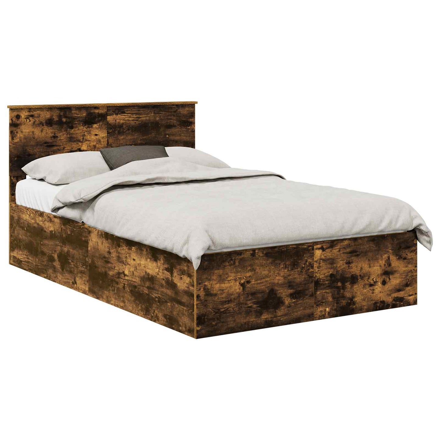 vidaXL Bed Frame Smoked Oak 120 x 190 cm Engineered Wood