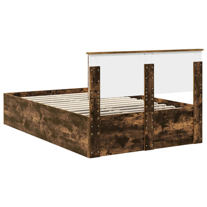 vidaXL Bed Frame Smoked Oak 120 x 190 cm Engineered Wood