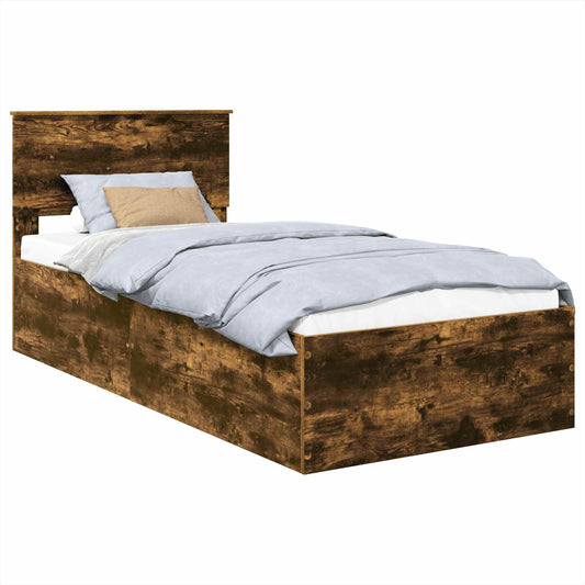 vidaXL Bed Frame Smoked Oak 100 x 200 cm Engineered Wood