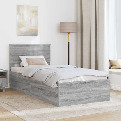vidaXL Bed Frame Grey Sonoma 100 x 200 cm Engineered Wood