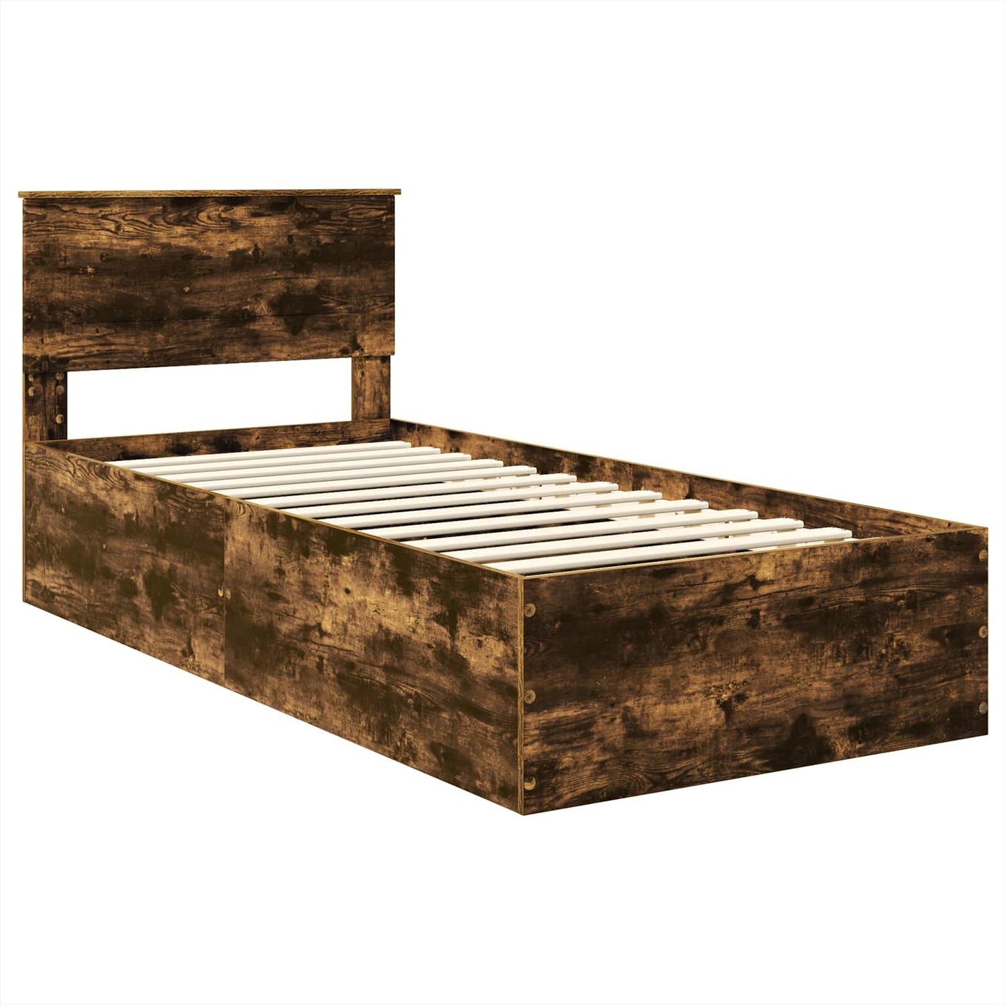 vidaXL Bed Frame with Headboard Smoked Oak 90 x 190 cm Engineered Wood