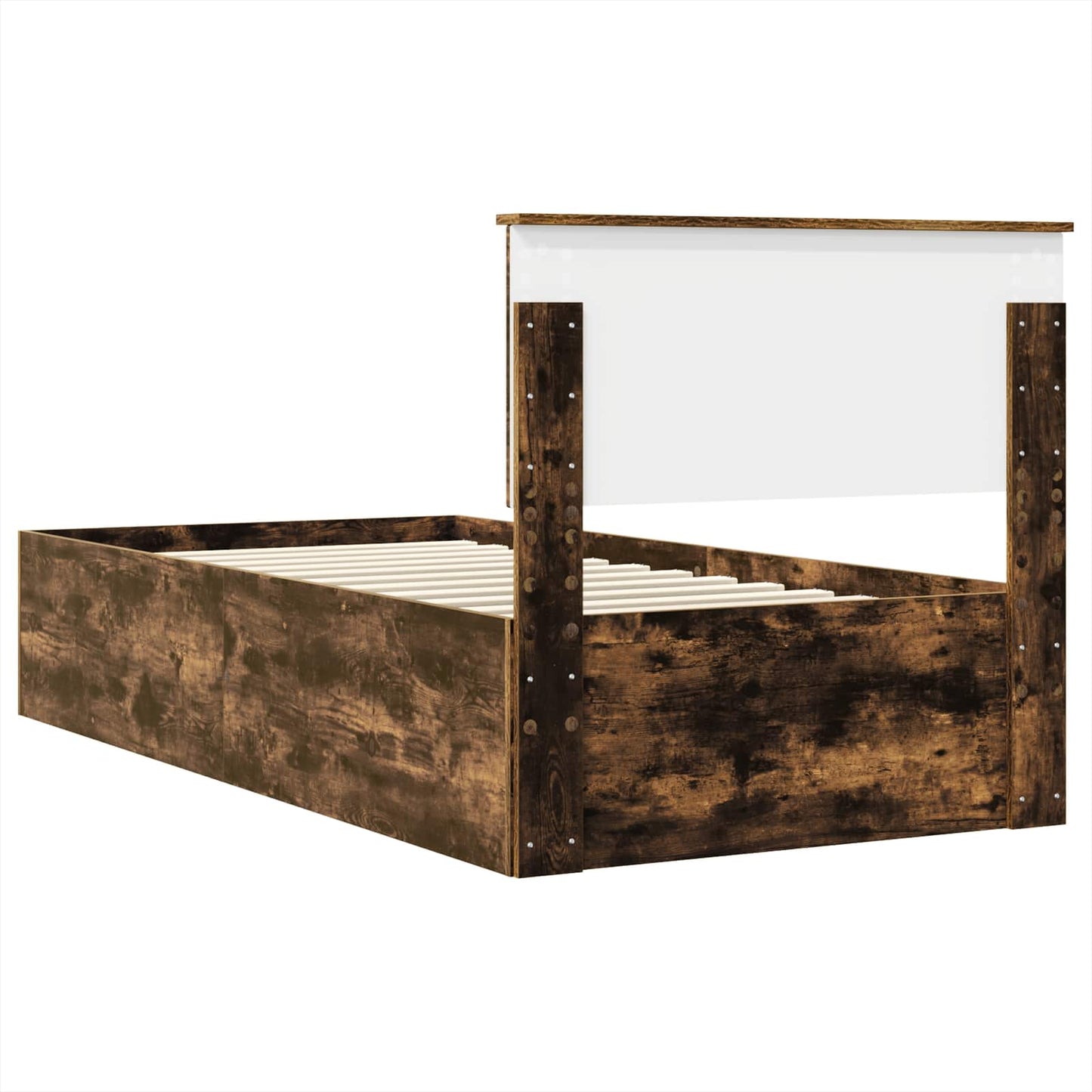 vidaXL Bed Frame with Headboard Smoked Oak 90 x 190 cm Engineered Wood
