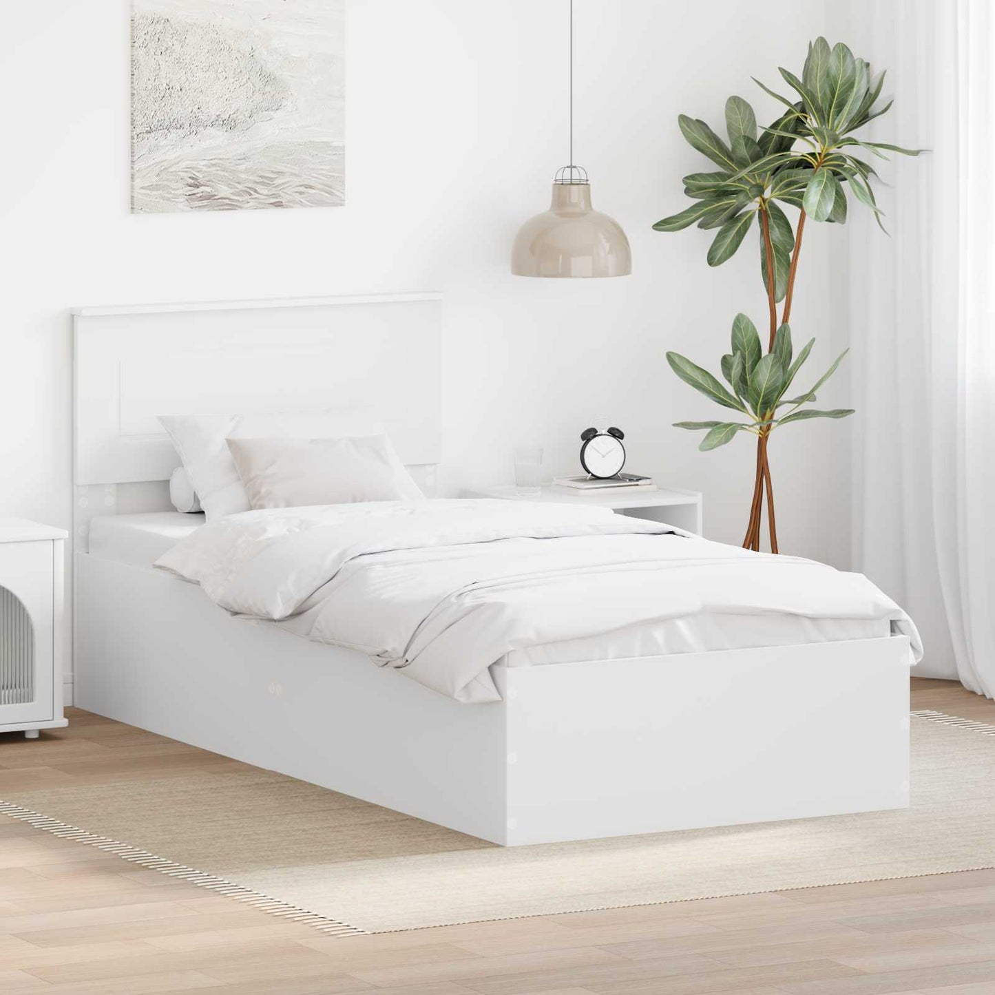 vidaXL Bed Frame with Headboard White 75 x 190 cm Engineered Wood