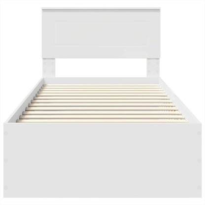 vidaXL Bed Frame with Headboard White 75 x 190 cm Engineered Wood