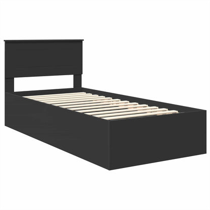 vidaXL Bed Frame with Headboard Black 75 x 190 cm Engineered Wood